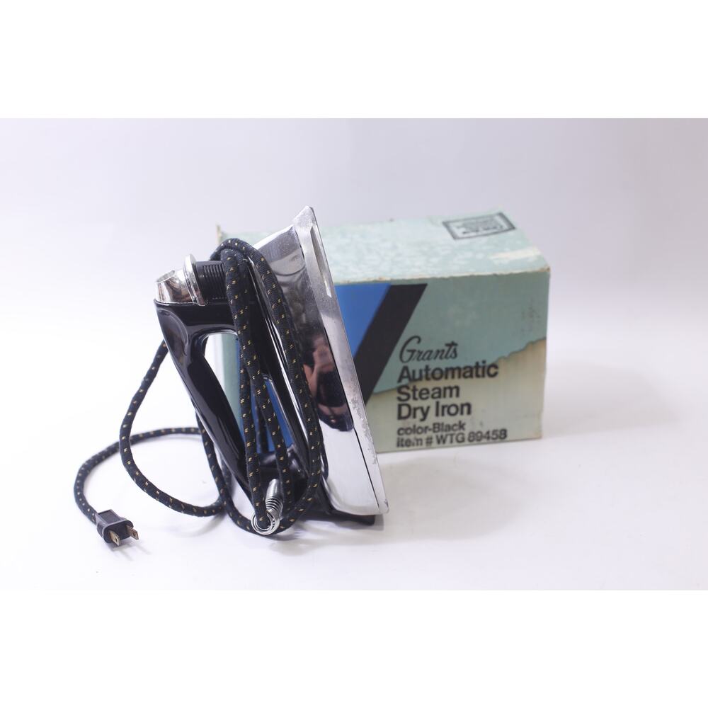 Grants, Automatic Steam Dry Iron, Black, Laundry, Vintage, Supply, 1950s